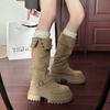 Small People Grow Taller In Autumn and Winter, Pile Up New Models, But Thick-soled Knight Boots Knee Boots Women's Boots Suede Tall Tube