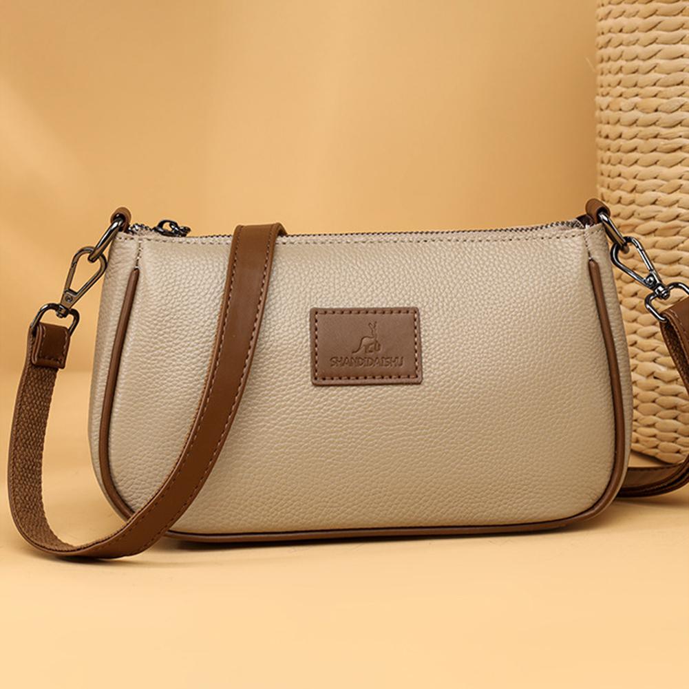 Women Messenger Bags Cowhide Ladies Handbag Universal Large Capacity Double Strap Simple Temperament Shopping Trip School