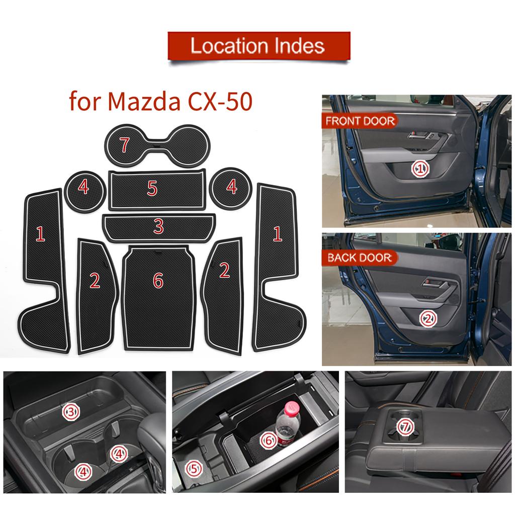Anti-Slip Gate Slot Mat for Mazda CX-50 Door Groove Pad Cup Holder Interior Accessories Rubber Coaster