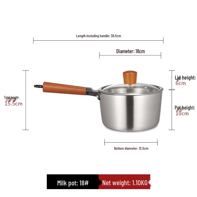 Stainless Steel Yukihira Pan: Non-Stick Milk, Soup & Noodle Pot with Wooden Handle for Baby Food & Breakfast