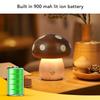 Mushroom LED Table Lamp Wooden Warm Light Stepless Dimming Rechargeable Bedside Nightstand Lamp for Bedroom Home Decoration
