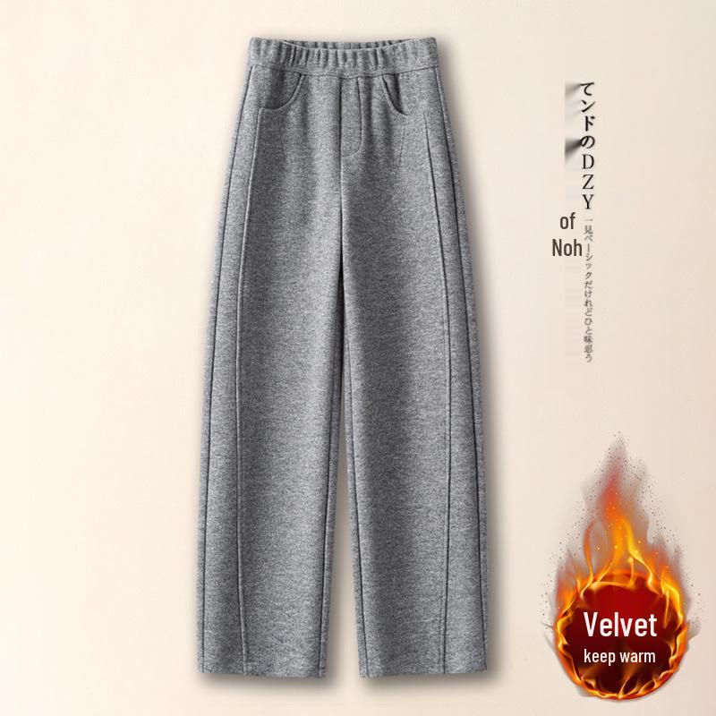 

2026 Women s Trendy High-Waisted Orange Wool Blend Straight-Leg Pants for Spring/Autumn 30/2XL (Recommended for 125-135 lbs)