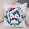 Cartoon Santa Claus Little Penguin Pillowcase Sofa Kids Room Decoration Merry Christmas  Deer Cushion Cover 45x45cm