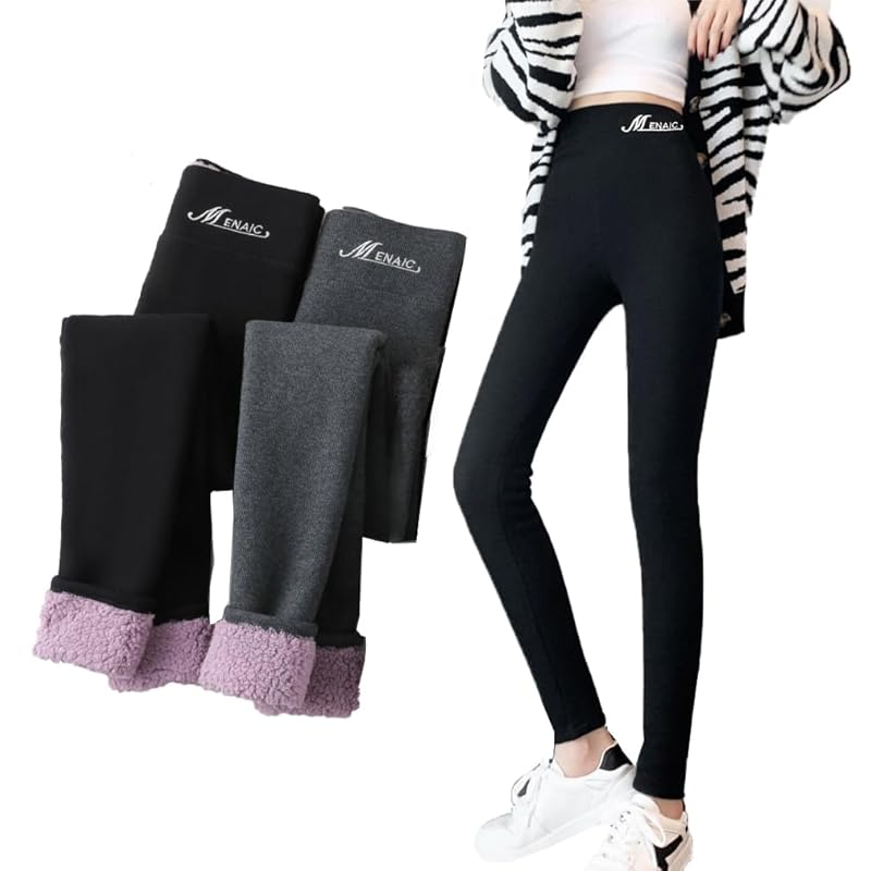 

[Icyrain] Super thick brushed leggings Fleece-lined pants warm pants Fleece lining boa pants boa warm bicolor rib leggings warm bread super thick