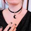 Temperament Gothic Black Crescent Moon Pendant Velvet Collar Necklace for Women Halloween Party Witchcraft Jewelry Accessories
