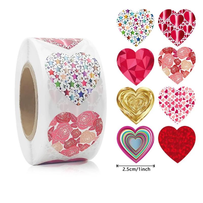 500pcs Heart Shape Valentine's Day Stickers Birthday Party Seal Labels Good Cute Stickers Box Tag