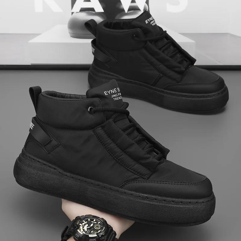 2025 Autumn/Winter New Casual Shoes Men's Fashion Down Cloth Casual Sports Shoes Warm and Anti Slip High Top Board Shoes