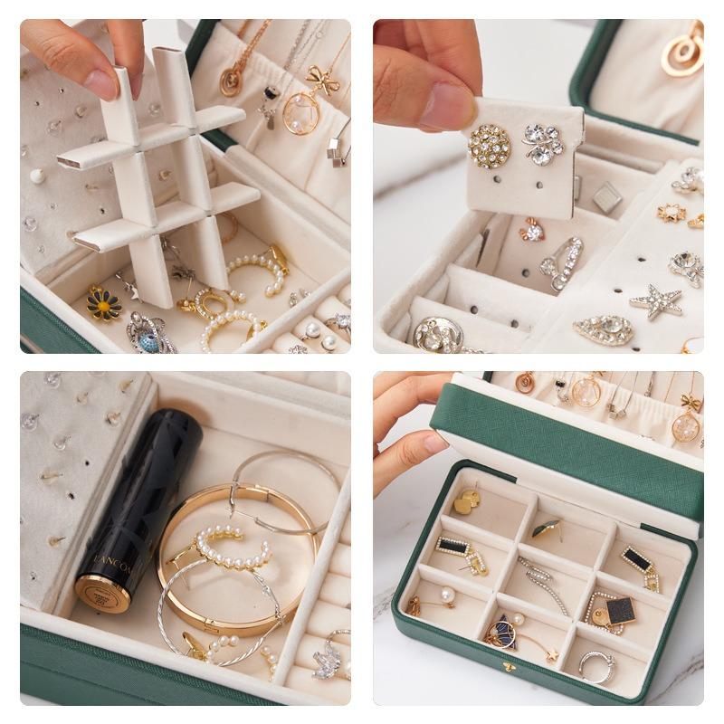Fashion Style Jewelry Packaging Box Personalized Leather Jewelry Box Luxury Three Layers Travel Display Showcases Holiday Gifts