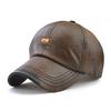 2025 New Men's Leather Baseball Cap; Casual Fashion Hat; Autumn and Winter Lightweight Fleece Velvet Hat