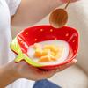 Creative Cartoon Strawberry Shaped Ceramic Salad Bowl Soup Bowls Family Fruit Snack Plate Kitchen Utensils Accessories Tableware