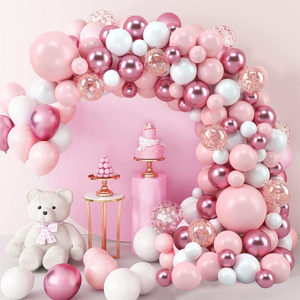 Pink Macaron Balloons Garland Arch Kit Birthday Party Decor Kids Wedding Birthday Party Supplies Baby Shower Decor Latex Ballon