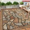 VIKAMA Vintage Steenpatroon Buitentapijt, Antislip Terras- en Tuinvloermat, Kampeertapijt, Woondecoratie