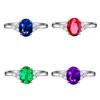 European and American Princess Egg-Shaped Ring: Purple Diamond, Emerald, Blue Stone Wedding Gem