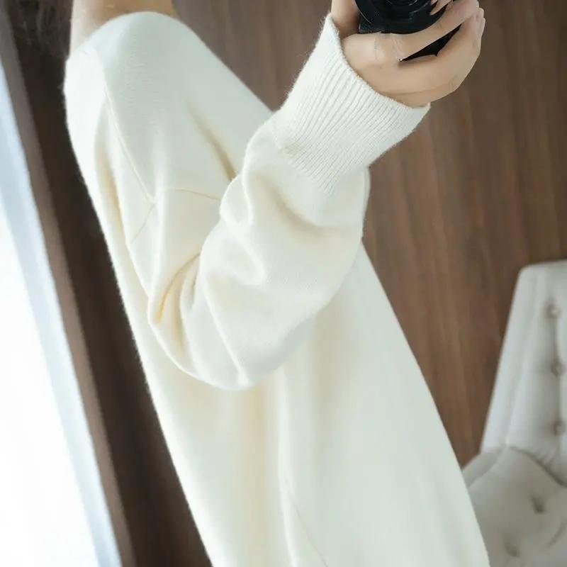 Autumn and Winter Plus Size Sweater Jacket Loose Mid-length Design V-neck Knit