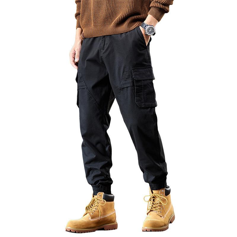 Fleece Overalls Men's Autumn and Winter Trendy Brand Loose Harlan Leggings American Retro Multi-pocket Casual Pants Thickened