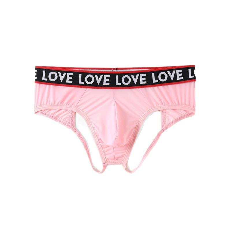 Men's sexy panties letter design briefs sexy hollow free bed couple flirting teasing underwear
