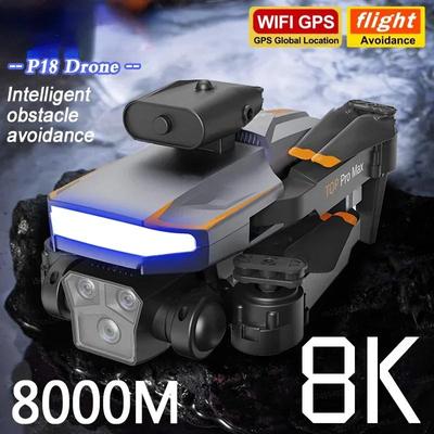 2025 New P18 Drone 8K Professional GPS FPV 360° Dual Camera Optical Flow Positioning WIFI Fixed Height Four-way Obstacle Avoidance Rc Quadcopter Toys