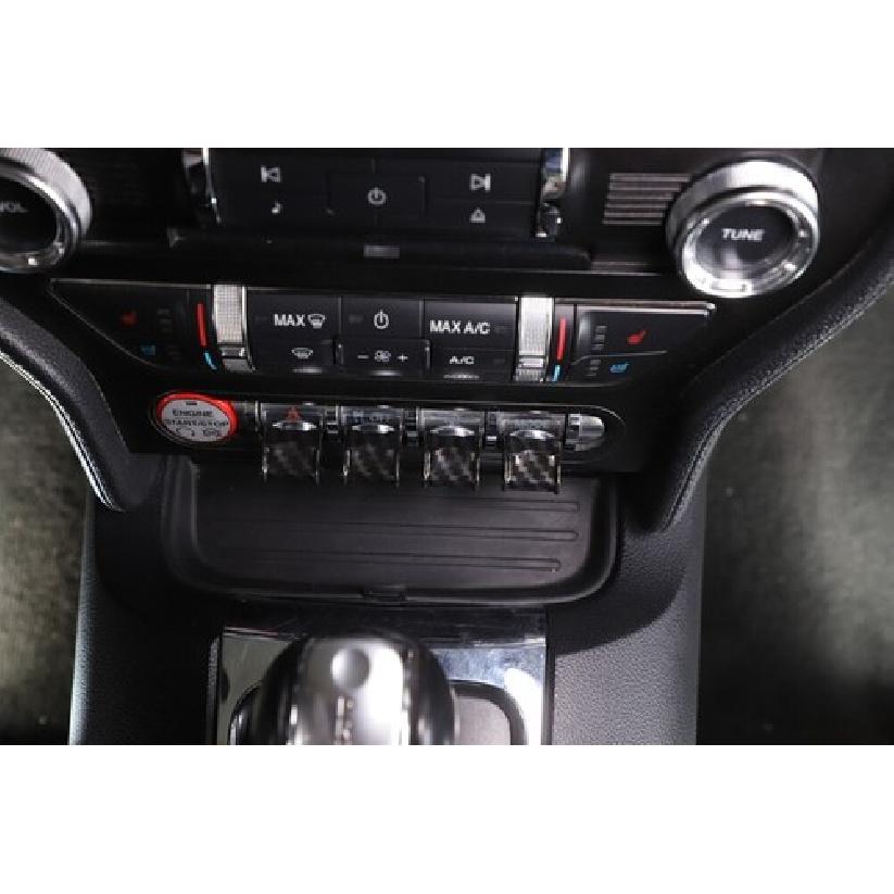 Carbon Fiber Center Console Dashboard Button Cover Trim For Ford Mustang 2015+