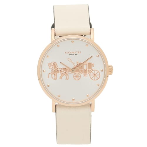 

Coach Women s Perry Watch, 28mm, Quartz, Silver/White, Leather, 14503796