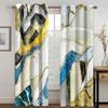 Yellow Azure Gray Golden Rim Marble Texture Print Drapes for Bedchamber Livingroom Space Kitchen Bathroom Windowpane Shutters cortinas
