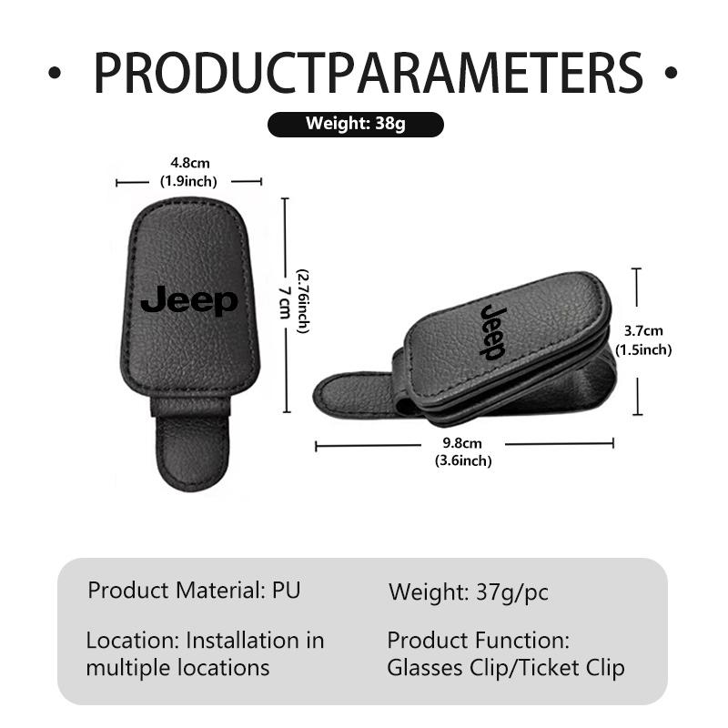 Car Magnetic Leather Eyeglass Holder Visor Sunglasses Clip Accessories For Jeep Compass Renegade Cherokee Wrangler JK Patriot AMP1