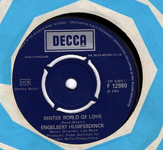 

7inch Record ENGELBERT HUMPERDINCK - Winter World Of Love F12980 Decca 1969 UK Pop Used