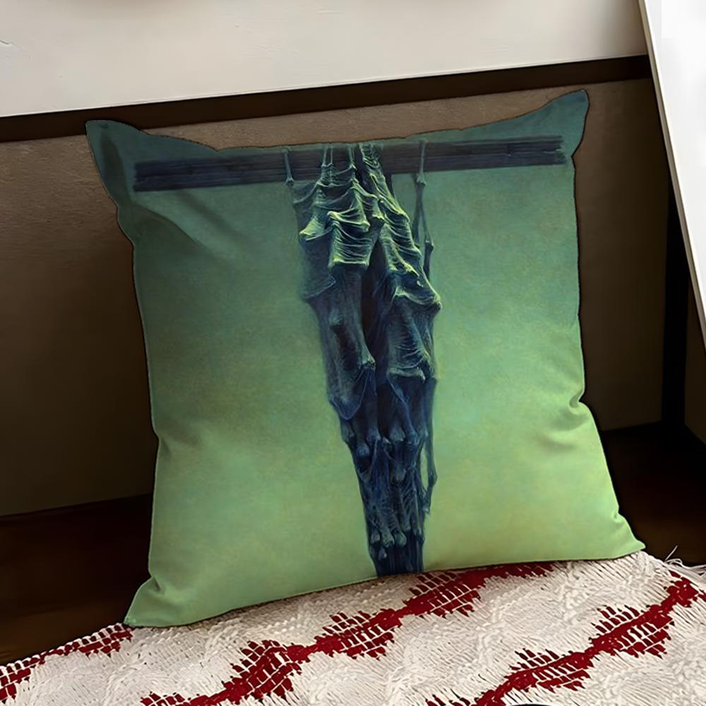 Art ZZdzislaw Beksinski Cushion Cover Reversible Soft Durable Pillow Cover Home Car MultiScene Use for Daily Comfort