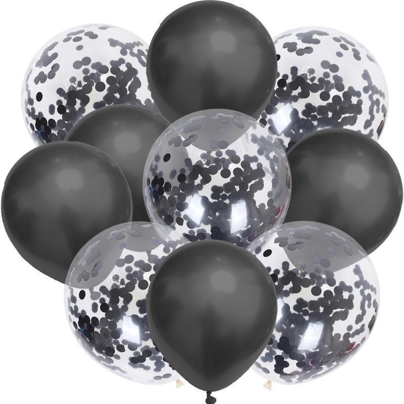 Birthday & Ceremony Decoration Balloon Set: Metallic Sequins, Table & Ground Floating Balloons.