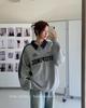 American Retro Color Block Polo Sweatshirt - Casual Loose Fit