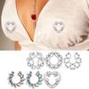 Sexy Fake Piercing Nipple Rings for Women Hollow Pattern Nipple Clamp 316L Stainless Steel Beach Party Chest Decor Body Jewelry