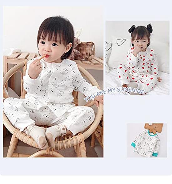 Baby Thick Belly Warmer Top and Bottoms Open Long 100cm Pajamas, Set, Shoulders, Spring/Autumn/Winter, Sleeves, Girls/Boys, All-Over Print, Gift,
