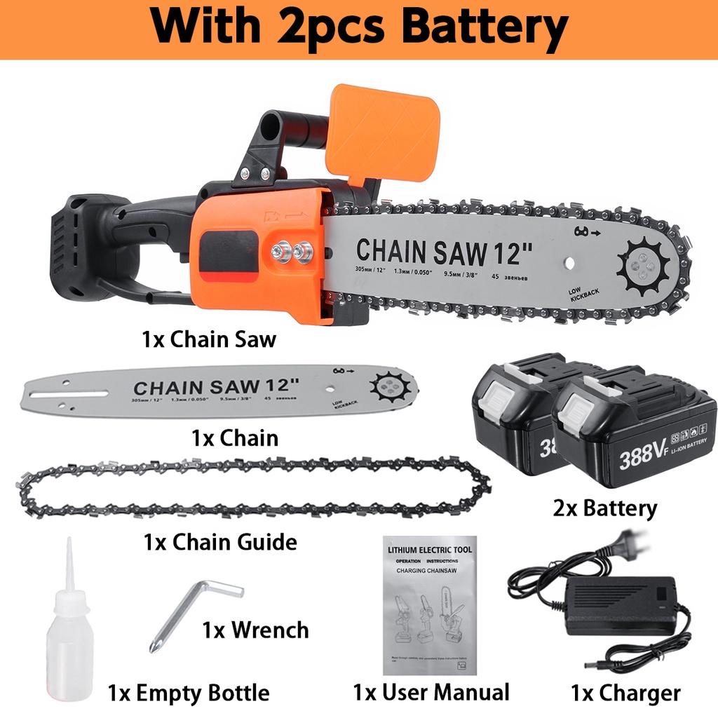 3000W Cordless Electric Chain saw 12Inches Garden Woodworking Power Tool Brushless Motor Wood Cutter For 18V Battery