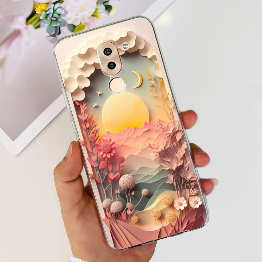 For Honor 6X Case BLN-AL10 BLL-L22 BLN-L21 Cover Fashion Flower Clear Silicone Soft Funda For Huawei Mate 9 Lite GR5 2017 Bumper