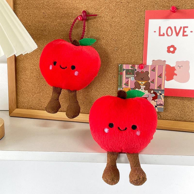 1 Piece Cartoon Figure Red Apple Doll Fruit Food Toy Cute Plush Pendant Stuffed Bag Decoration Birthday Gifts