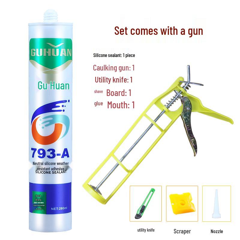 GuHuan 793 Neutral Silicone Sealant: Waterproof, Mildewproof, Weatherproof - Available In White, Transparent, and Gray.