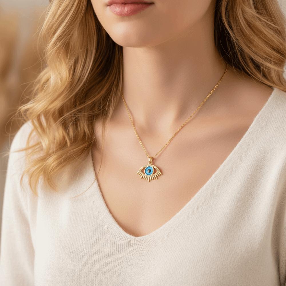 Pleated Devil's Eye Devil's Eye Necklace Pendant Banquet Clothes Neck Chain  Valentine's Day Gift