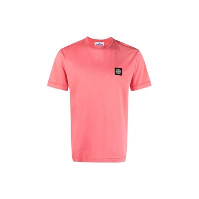 Solid Color Logo Patch Crew Neck Short Sleeve T-Shirt Men Tops 101524113-V0087