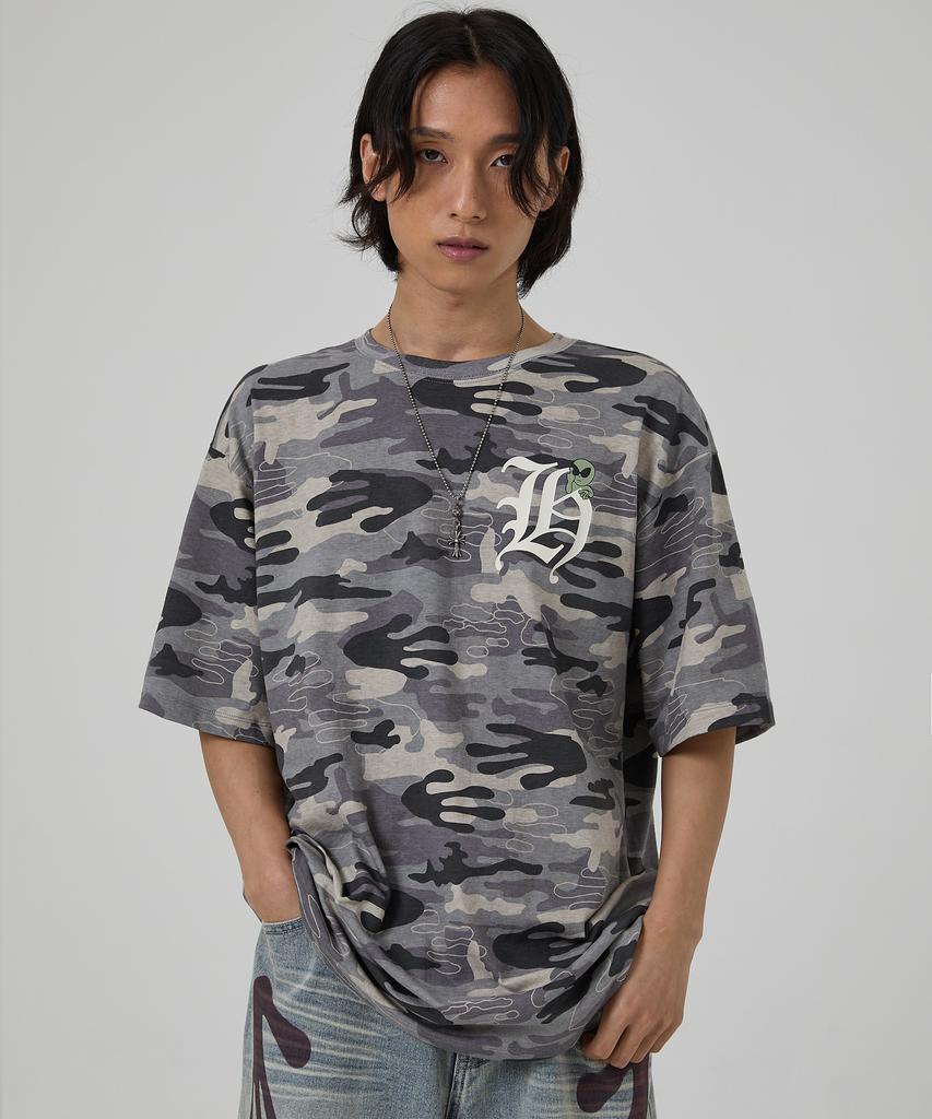 HOODHOOD H Logo Short Sleeve T-Shirt Camo