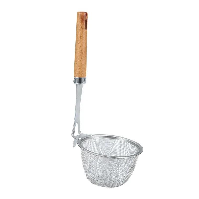 

1 шт. 304 Нержавеющая сталь Шумовка Фильтр Ложка Деревянная ручка Кастрюля Дуршлаг Кухонная утварь Кулинарный инструмент Фильтрация овощей