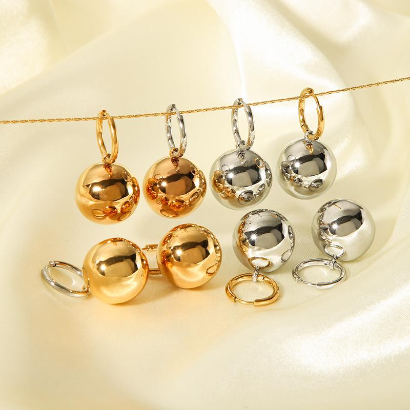 Yori Trendy Ball Pendant Earrings Stainless Steel Fashion Charm PVD Jewelry Gold Color Bijoux Waterproof Jewelry for Women