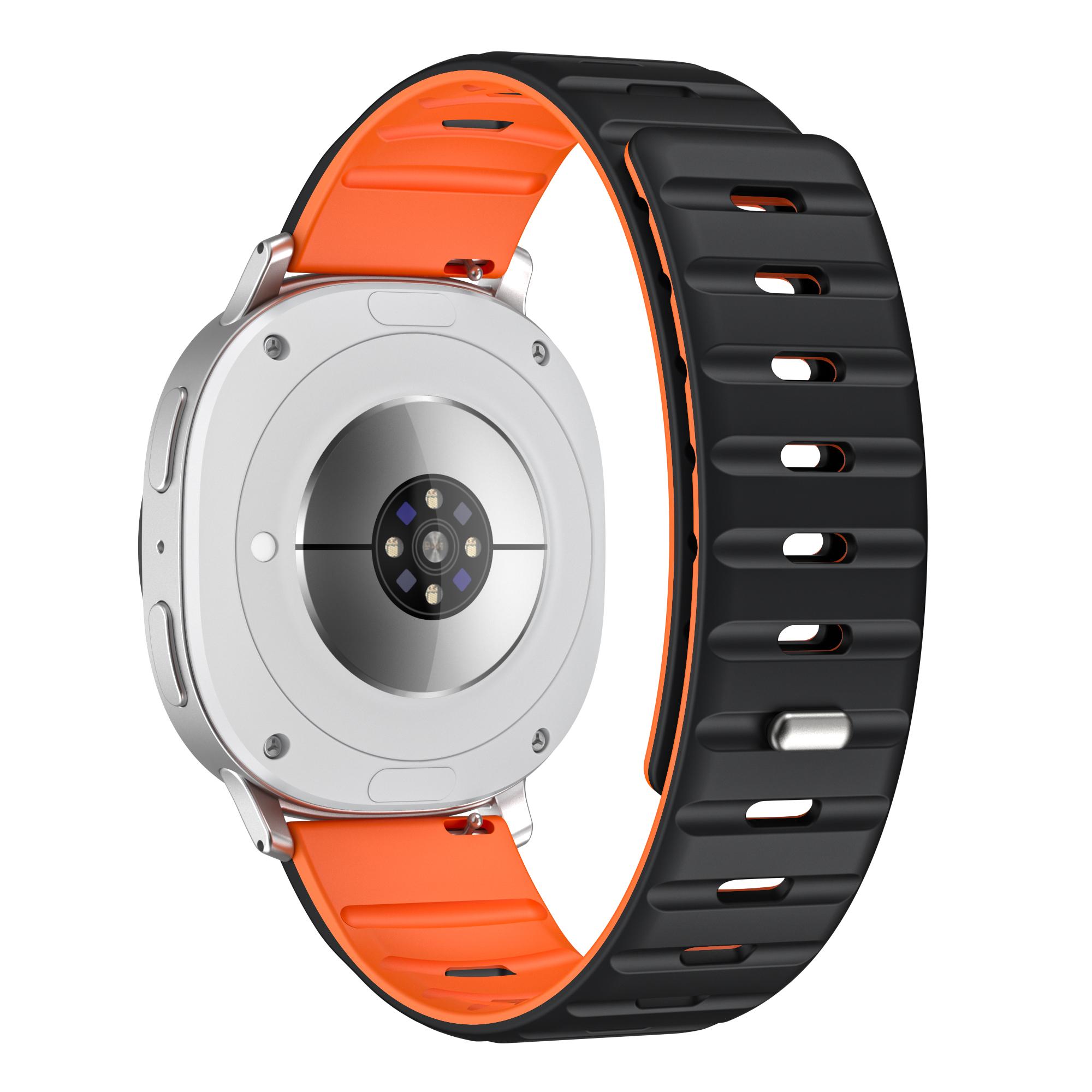 

Магнітний ремінець для Samsung Galaxy Watch8 Classic 46mm/Watch8 44mm/40mm Силіконовий дихаючий ремінець для годинника Black Orange