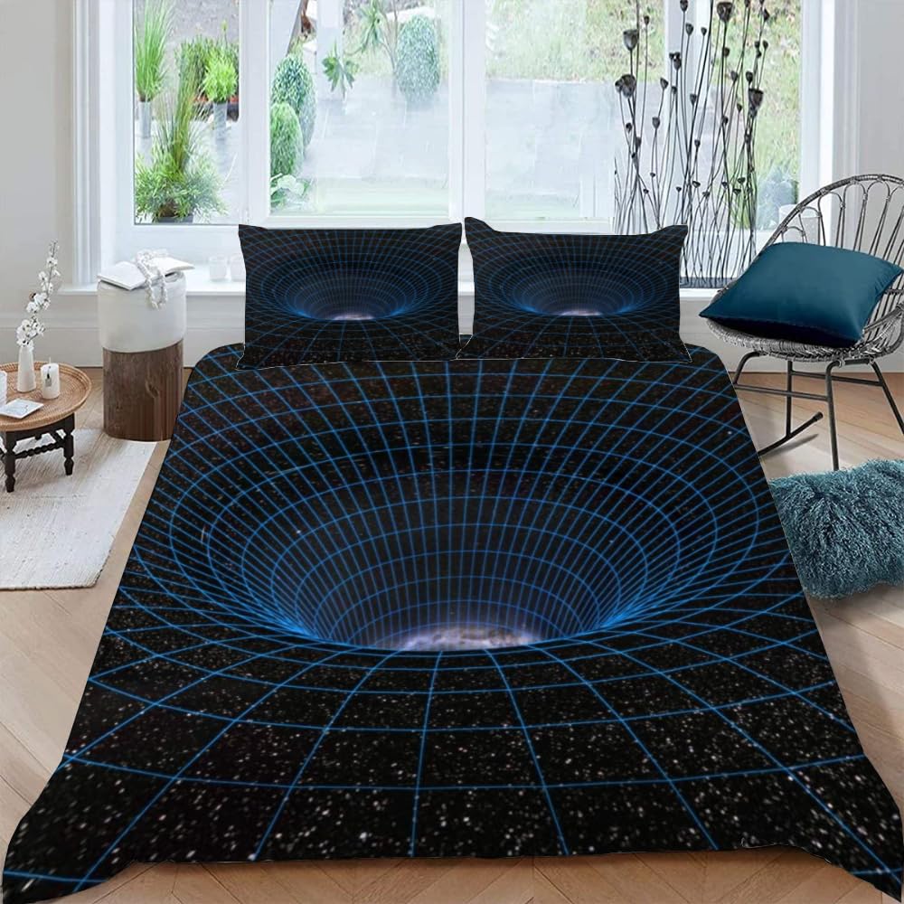Visual Space Bedding Set Colorful Art Comforter Cover Rainbow Gradient Duvet Cover Optical Illusion Bedspread Cover Full King