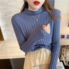Autumn and Winter Semi-turtleneck Bottoming Sweater Women's Inner Pit Strip Pullover Shirt Solid Color Casual Tops Elegant Thin Simple Clothing