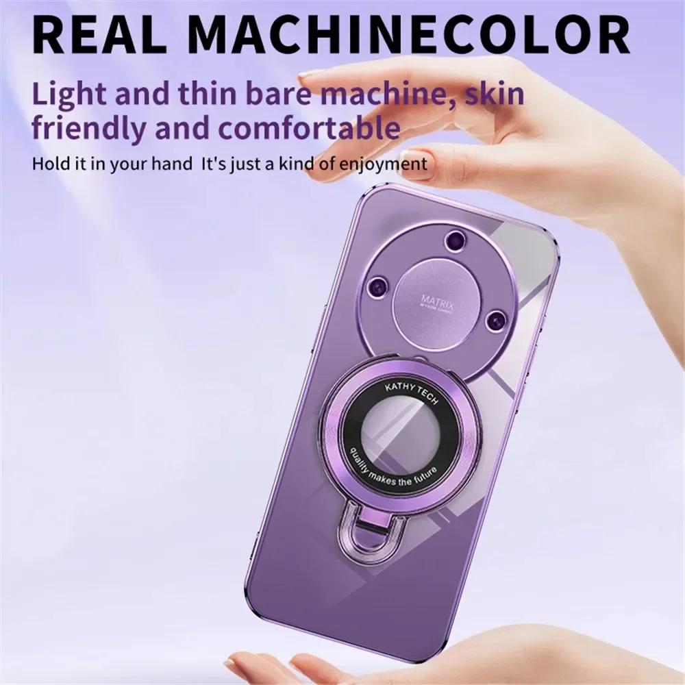 Magic 7 Lite Plating Magnetic Bracket HD Case for Honor Magic 7 Pro 6 5 Lite Honor X9C X9B X9A X8A/B TPU Shockproof Soft Shell