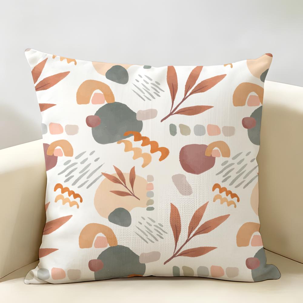 Abstract Boho Pattern Cushion Cover Durable Hypoallergenic Organic Linen Short Pillow Cover Washable