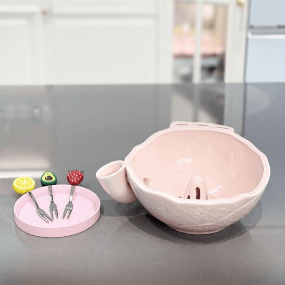 360 Degree Rotating Berry Washing Bowl Large Capacity Ceramic Berry Swirl Basket Home Kitchen