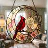 Red Bird Memorial Suncatcher Stained Glass Style Bird on Branch Window Hanging Decor Gift for Loss of Loved