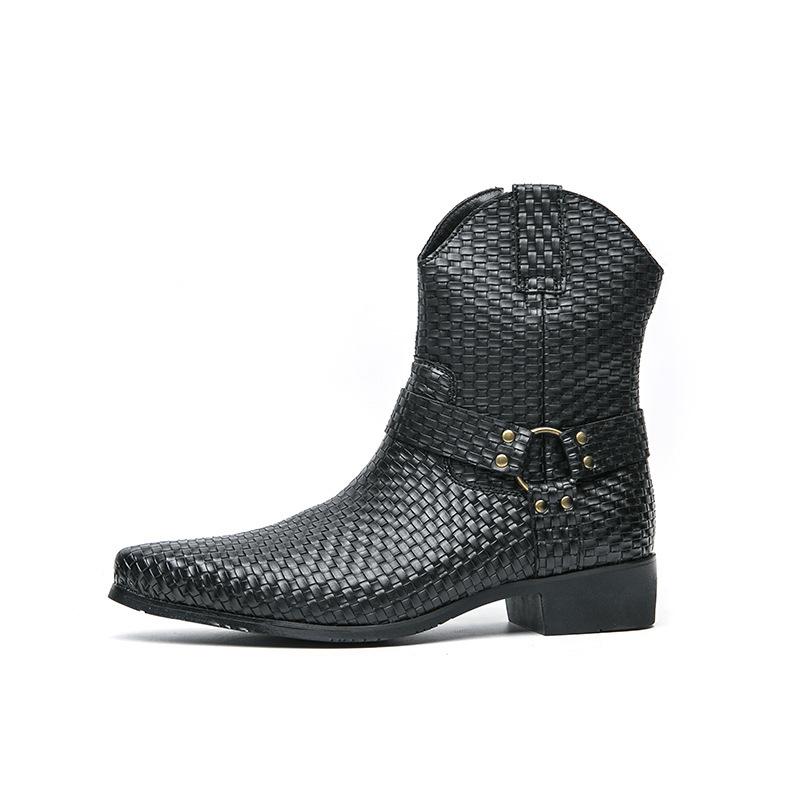 Large Size Boots British Medium Boots Western Cowboy Leather Boots Chelsea Boots High Top Pointed Boots