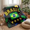 Brasilien Fotboll Tryckt Flanellfilt Hudvänlig Varm Dekorativ Pläd för Inomhus Soffa Säng Daglig Användning