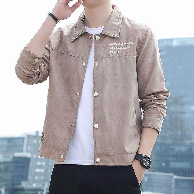 2026 Hong Kong Style Men's Lapel Jacket - Trendy, Handsome, Simple Solid Color Fashion Top